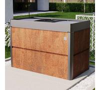PRIMEYARD Design 150 x 85 x 77 cm Raised garden bed, corten steel, rust-like finish, incl. cold frame attachment - (GFPV00793)