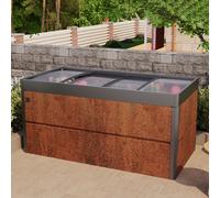 PRIMEYARD Design 200 x 100 x 77 cm Raised garden bed, corten steel, rust-like finish, incl. cold frame attachment - (GFPV00785)