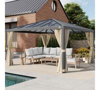 PRIMEYARD Luma 4x4m garden gazebo, Hardtop, 4 sides, champagne - (300667)
