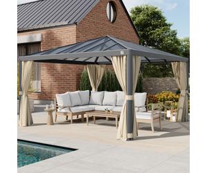 PRIMEYARD Luma 4x4m garden gazebo, Hardtop, 4 sides, champagne - (300667)