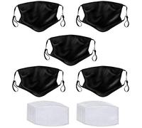 Primicity Face Masks Washable UK with Filters - Reusable/Adjustable/Washable Black masks -Cotton fabric facemasks (5 pack+ 20 filters) - UK Seller