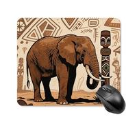 Primitive African Elephant Mouse Pad Cute Square Mouse Mat Leather Non-Slip Rubber Base Mousepad Waterproof Computer Mouses Pad for Laptop Wireless Mouses Keyboard Home Office 25 * 30cm