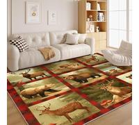 Primitive Animals Rugs Living Room 120 x 170 Non Slip Primitive Animals Newspaper Style Area Rugs for Bedroom - Botany Washable Lightweight Large Soft Short Pile Floor Carpet for Dining Playroom A33