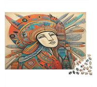 Primitive Art Rätsel Für Erwachsene |Flat Painting Style| Familienspaß-Puzzles 1000pcs (75x50cm) Erwachsene