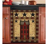 Primitive Barn Star Dishwasher Magnet Cover, Prim Country House Fridge Magnetic Panels,Kitchen Decor Refrigerator Door Sticker Home Appliances Family Decals 23"Wx26"H