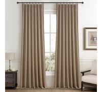 Primitive Curtain 108 Inch Long 2 Panels Burg,Chocolate Rust Brown Pinch Pleated Linen Blended 9 ft Floor Length to Ceiling Traverse Curtains for Living Room Blackout Drapes Sun Blocking Window
