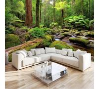 Primitive Forest Tropical Rainforest Moss Botany Wall Mural 400 x 280 cm Sage Green Non-Woven Photo Wallpaper, Large Wall Covering for Living Room & Bedroom, Paste the Wall