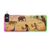 Primitive Jungle Tribal mouses Wirel Charging Glowing Large Mouse pad Anti Slip Work 35.4 x 15.7 in Large Desk Mouse pad Desktop mat