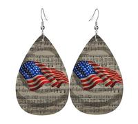 Primitive Patriotic Star Spangled Banner American Flag Earrings Printed Leather Earring Lightweight Ear Pendants For Beach Women