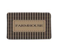 Primitive Rustic Brown Black Buffalo Check Plaid Vintage Retro Rural Country Western Farm Village Life Floor Mats Absorbent Door Mats Stylish Bath Rug For Kitchen Indoor Bathroom 40X60 Cm