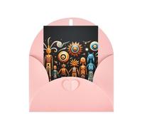 Primitive Totem Greeting card, blank inner page, includes envelope, 10cm x 15cm.