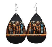 Primitive Totem Printed teardrop-shaped leather earrings | High-end design, light luxury earrings