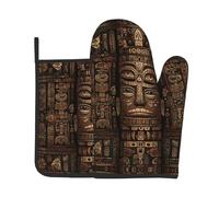 Primitive Tribal totemHeat-Resistant Gloves, Two-Piece Oven mitt and potholder, Essential for Kitchen Cooking, Baking and Grilling