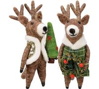 Primitives By Kathy 112444 Christmas Deer Critter Set, 6 Inch, Multicolor