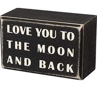 Primitives by Kathy 16339 Classic Box Sign, 4" x 2.5", to The Moon and Back