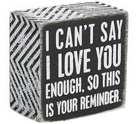 Primitives by Kathy 23238 Chevron Trimmed Box Sign, 3 x 3-Inches, I Love You