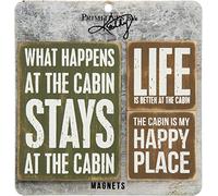 Primitives By Kathy 27503 Wooden Magnet Set, 3-Piece, Cabin