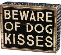 Primitives by Kathy 33720 Classic Box Sign, Beware of Dog Kisses
