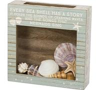 Primitives by Kathy 38437 Slat Wood Holder, 10" Length x 10" Height x 2.50" Width, Every Shell Has A Story