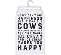Primitives by Kathy 39404 Farmhouse Dish Towel, 28" Square, Money Can Buy Cows