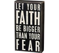 Primitives by Kathy Box Sign, Wood, Let Your Fath Be Bigger, 5 x 9-Inches