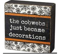 Primitives by Kathy Cobwebs Just Became Decorations Halloween Box Sign Wood