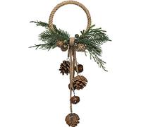Primitives by Kathy Festive Christmas Pinecone Doorknob Hanger - 10" x 15" x 3", Pine Leaves, Jute, Jingle Bells, Seasonal Home Decor, Christmas Door Decor, Wreath