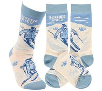 Primitives by Kathy Novelty Socks, colorful socks playful hand illustrated design skiers/mountain slopes/winter ski sentiment Awesome Skier Cotton/nylon/spandex/One size fits most LOL Collection