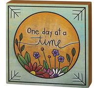 Primitives by Kathy One Day At A Time Block Sign, 4.50" x 4.50" x 1"