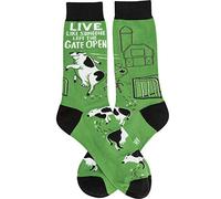 Primitives by Kathy PBK Gift Socks, Cotton, Nylon, Spandex, Green White & Black, One Size