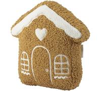 Primitives by Kathy Shaped Pillow-Gingerbread House, 12" x 12" x 3", Brown and White