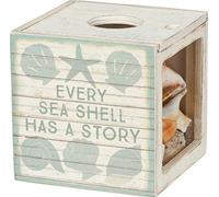 Primitives by Kathy Slat Wood Shell, 4.25" x 4.25" x 4.25", Holder-Seashell