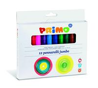PRIMO Morocolor, Jumbo Markers 12 large point markers cardboard box markers, 12 bright and luminous colors, large Ø 7.6mm tip, washable markers for children, Made in Italy