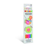 PRIMO Morocolor, Minabella Fluo, 6 coloured hexagonal pencils, fluorescent varnished pencils with fluorescent and intense colours, thick and durable, suitable for children and artists, safe