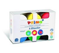 Primo Painting Case for Children from 2 Years, Toddler, Finger Paints 50 g with 6 Colours for Paper, Glass, Tempera Painting, Stationery and Creative Work, Dermatologically Tested