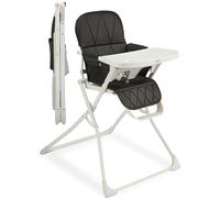 Primo PopUp Folding High Chair (for Baby Age 6 to 36 Months) Black Folding Beach Chair Style High Chair with Removable Dishwasher Safe Tray, 3pt Safety Harness, Leatherette Seat - Space Saving Design