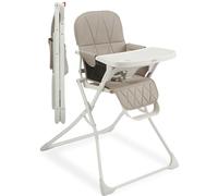 Primo PopUp Folding High Chair for Baby Age 6 to 36 Months - Taupe Folding Beach Style High Chair with Removable Dishwasher Safe Tray, 3pt Safety Harness, Leatherette Seat - Space Saving Design