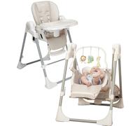 PrimoBaby SnuggleBug 2-in-1 Baby Swing & Highchair, Adjustable Seat Tilt, Height & Feeding Tray, App Control, Music and Nature Sounds, Play Bar, Ergonomic Cushion,
