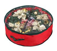 Primode Christmas Wreath Storage Bag 48" with Clear Window | Extra Large Garland Xmas Wreath Container | Durable 600D Oxford Material | XL Huge 48” Holiday Wreath Bags Box (Red)