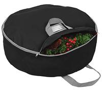 Primode Xmas Wreath Storage Bag with Handles 24" (Constructed of Durable 600D Oxford Polyester Material Storage Bag for 24” Holiday Wreaths) (Red) (Black)