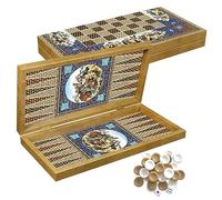 PrimoLiving Deluxe Wooden Backgammon Set Esfahan S - 41 x 41.5 cm - including chessboard - travel game in brown