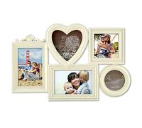 PrimoLiving Picture Gallery P-1070 - Cream White - in 3D Look for 5 Photos Heart Picture Frame