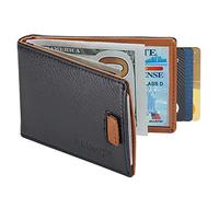 PRIMOXE RFID Wallet for Men - Slim Leather Front Pocket Bifold with Money Clip - Minimalist Texas Brown Wallet, Credit Card Holder, RFID Blocking, Gift Box Included