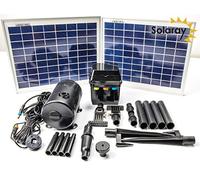 Primrose 1,200LPH Solar Water Feature Pump Plastic Kit Fountain with Lights in Black