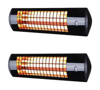 Primrose 1.8kW Wall Mounted Infrared Patio Heater 3 Power Settings Set of 2 in Black Primrose Black