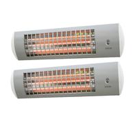Primrose 1.8kW Wall Mounted Quartz Electric Heater 3 Power Settings Pack of 2 in Silver Primrose Silver