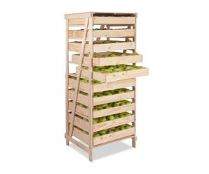 Primrose 10 Drawer Natural Pine Wooden Pressure Treated Apple Storage Rack 156cm