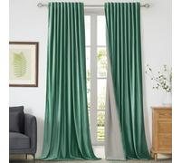 PRIMROSE 100% Full Blackout Velvet Curtains 96 inch Long for Living Room,Set of 2 Liner Turquoise Aqua Rod Pocket Back Tab Window Treatment Room Darkening Heavy Decorative Curtains Drapes for Bedroom