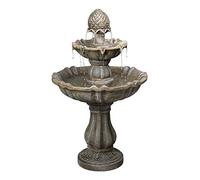 Primrose 100cm Stone Effect Round 2 Tiered Cascading Water Feature Self Contained Garden Fountain