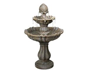 Primrose 100cm Stone Effect Round 2 Tiered Cascading Water Feature Self Contained Garden Fountain